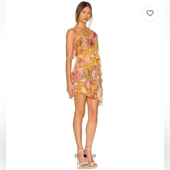 NWT Rococo Sand Avar Belted One Shoulder Dress in Ochre Revolve Large - Picture 13 of 13